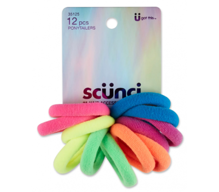 SCUNCI JUEGO DE 12 GOMAS PARA EL CABELLO